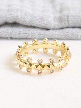 Kendra Scott Jada Band Ring #7. Gold White CZ